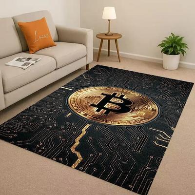 HD Rich BTC Bitcoin Circuit Board Art Cartoon Living Room Non-Slip Area Rug Carpet for Bedroom Playroom Sofa,Home Decor Doormat