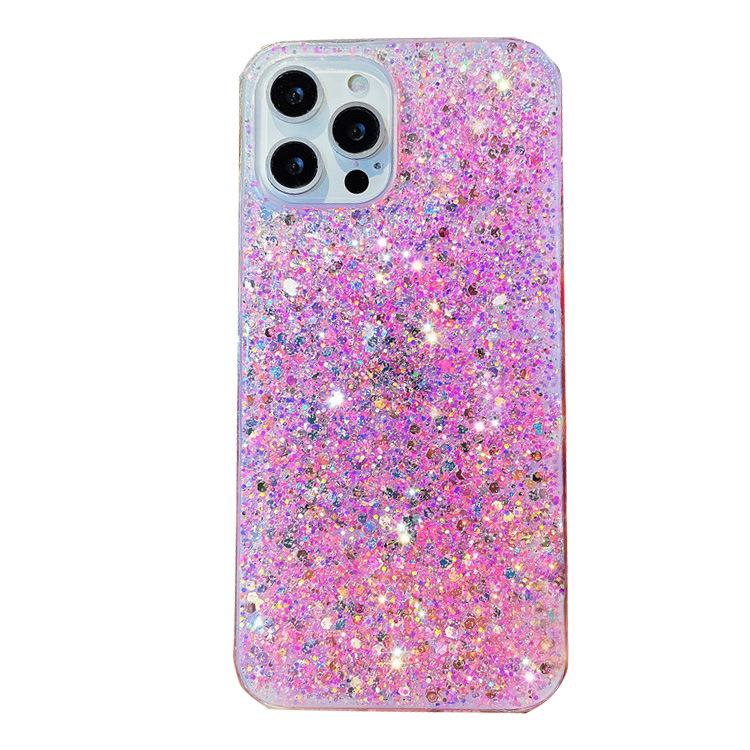 Silikon-Telefonhülle für Apple 13Pro Max, 12, 11, 6S, X, 8 – Komplettpaket-Softshell mit Glitzerdetail und Fallschutz.