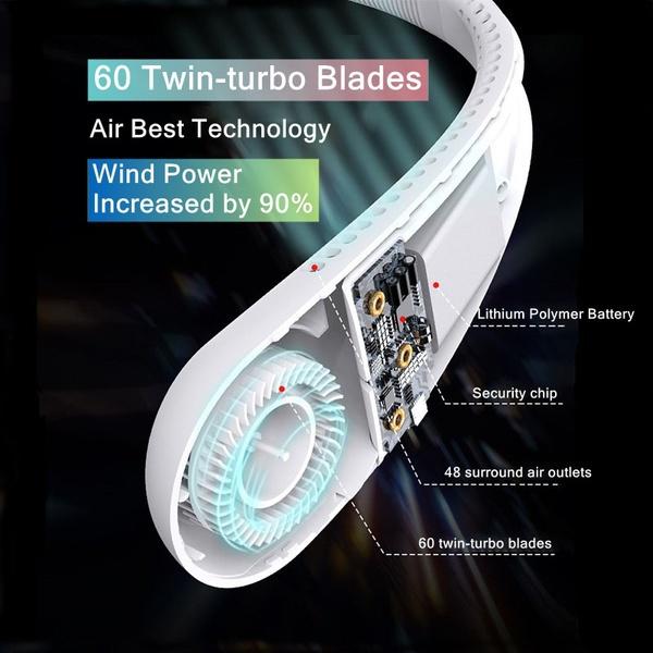 3500mah Lazy Leafless Hanging Neck Fan Usb Charging Wearable Neck Hanging Fan Leafless Fan USB Mini Necklace Fan Traveling Indoor Outdoor Sports Fans