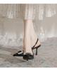 Black Bag Head Sandals Women's 2025 New Rhinestone Pointed Heel Back Strap 100 Matching Skirt Rear Empty High Heels