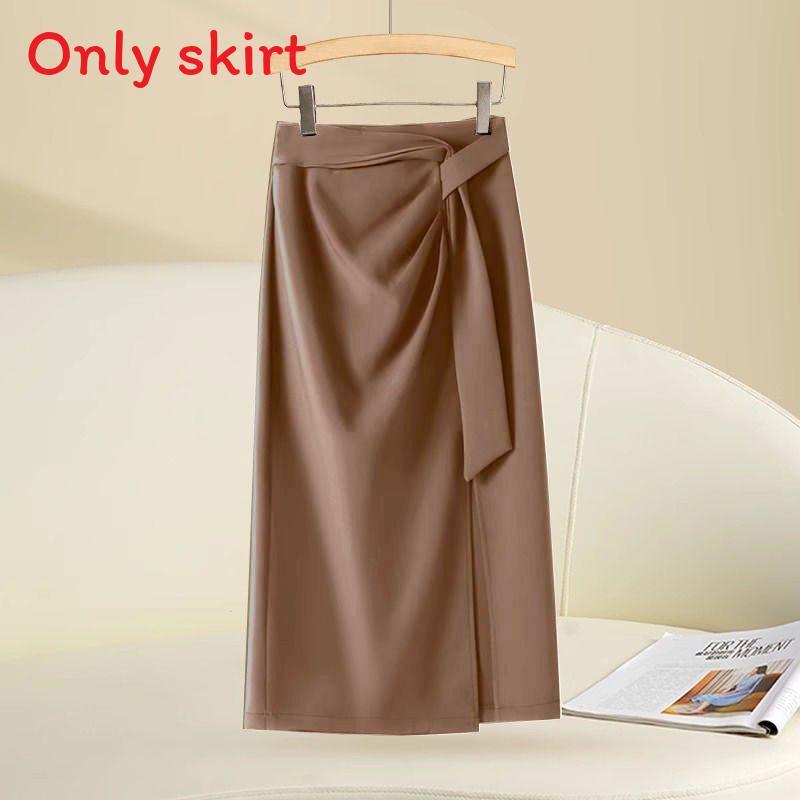 High Waist Slimming Asymmetrical Skirt With Slit For Office And Casual Wear