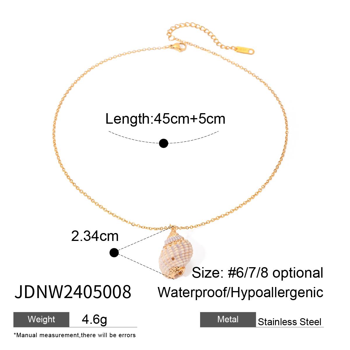 

Ожерелье из нержавеющей стали с позолотой 18 карат, подвеска в виде белой ракушки, антиаллергическое металлическое украшение для женщин, пляжный подарок