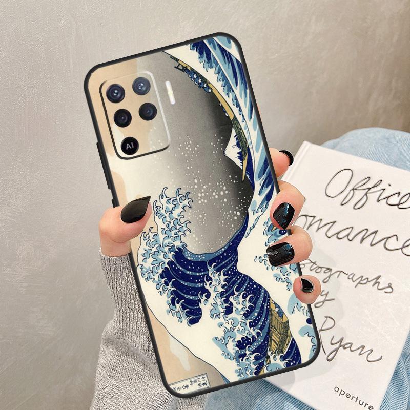 Great Kanagawa Wave Case For Oppo A54 A74 A94 A17 A57 A77 A76 A16 A96 A18 A60 A80 A40 A38 A58 A78 A98 A15 A5 Pro