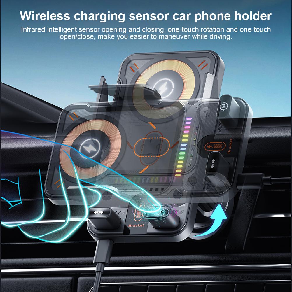 Car Wireless Charger Cell Phone Holder Air Vent Phone Bracket Auto Clamping Car Accessories