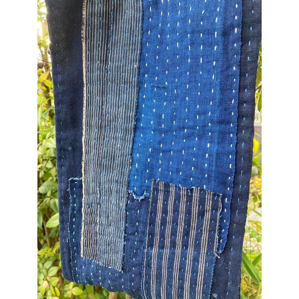 Used B71 Rag Snood Old Cloth Remake Indigo Dye Patchwork Sewing Sashiko