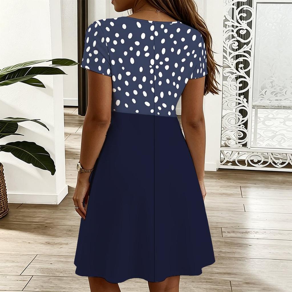 Women V Neck Watercolor Hydrangea Printed Plus Size Summer Loose Dress