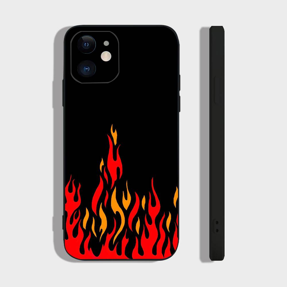 Fire For IPhone 13,17,11,12,16,14,15,Plus,Pro Max Soft Silicone Black Phone Case
