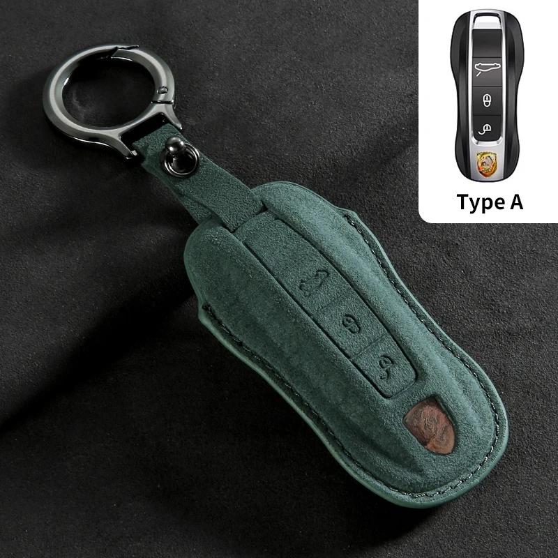 

Suede Car Key Case Cover Shell for Porsche 958 Macan 911 Panamera 996 991 Boxster 987 997 2019 2020 Holder Keychain Accessories