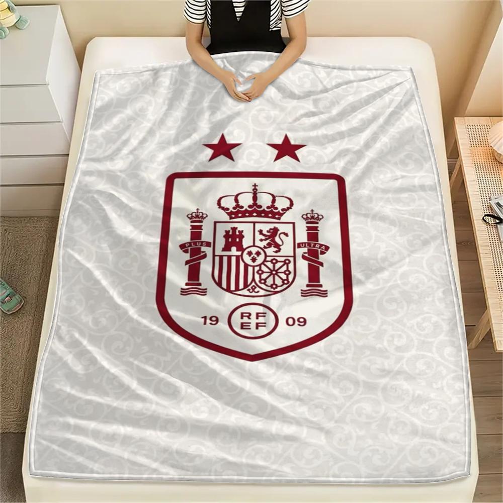 1PC Spain national FC Print Flannel Blanket, High quality Comfortable for All Seasons, Home Decor, Warmth and Comfort, Perfect for Christmas Gifts