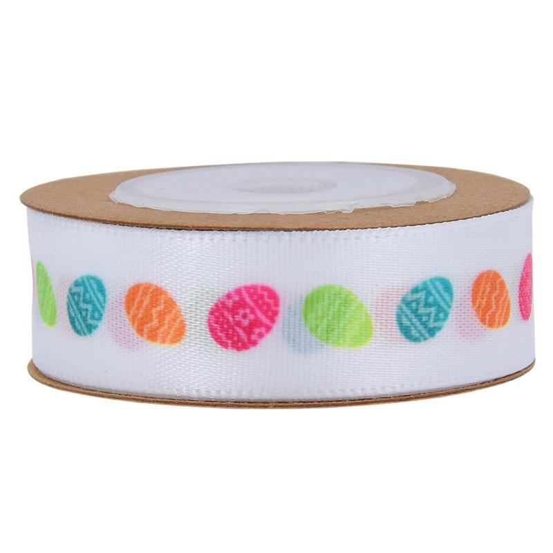 Nueva cinta con estampado de huevo de Pascua para envolver regalos, correa a cuadros, cinta decorativa con diseño de conejo y rábano