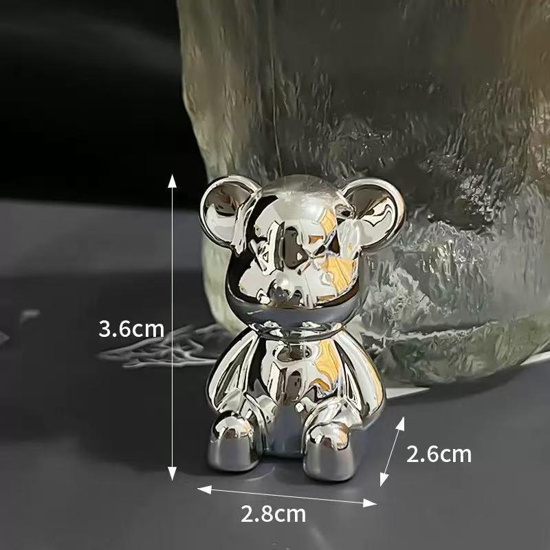 3D Long-Eared Electroplated Rabbit and Ferocious Bear Ornament