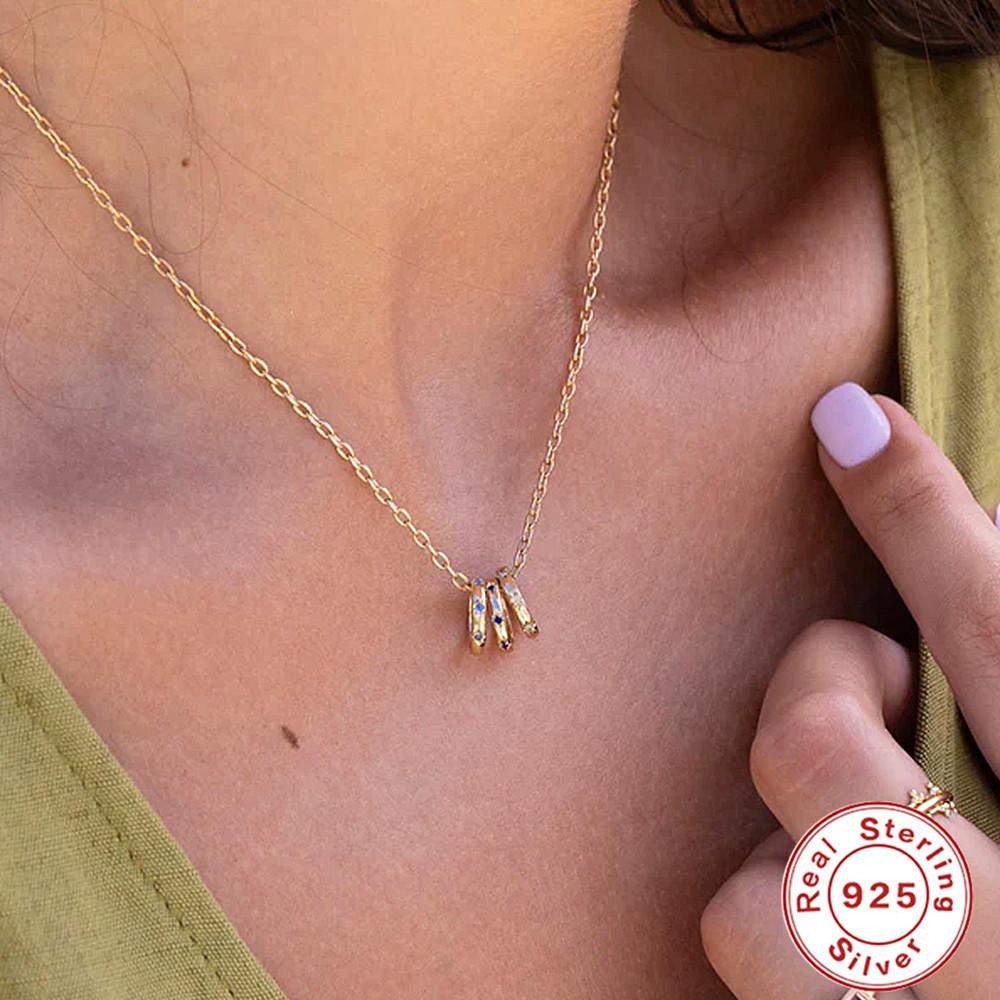 S925 Sterling Silver Simple Circle Diamond Removable Pendant Ladies Clavicle Necklace