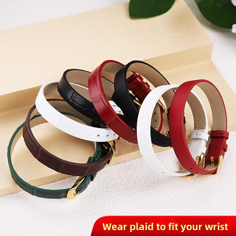 6mm 8mm 10mm A Long Fashion Leather Bracelet For Jewelry Women's Silk Crocodile Pattern Cowhide Jade Watch Strap Wristband+tools