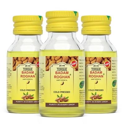 Torque Badam Roghan Oil | 100% Pure, Cold Pressed & Sweet Almond Oil | For Glowing Skin & Hair Growth | Natural Almond Oil 25ml (Pack Of 3)