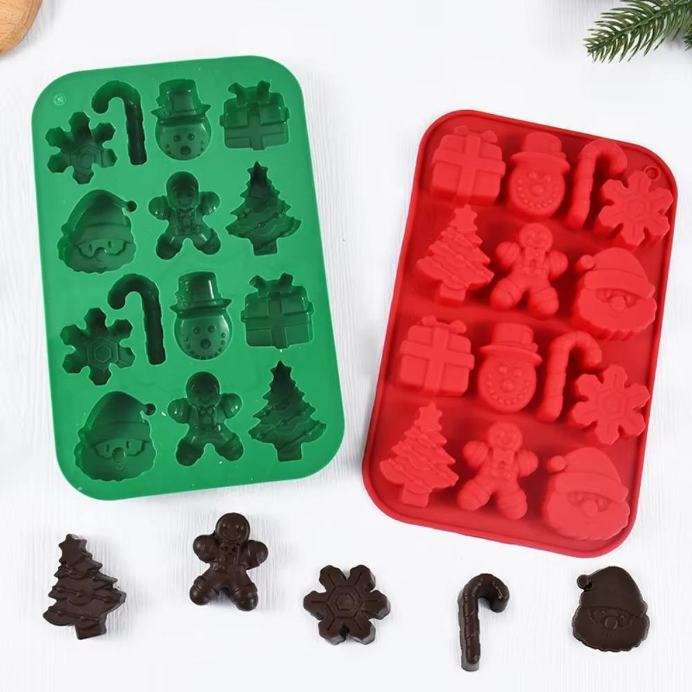 Silicone Christmas Chocolate Molds Snowflake Xmas Tree Gingerbread Man Candy Cookie Moulds DIY Baking Tool New Year Cake Decor