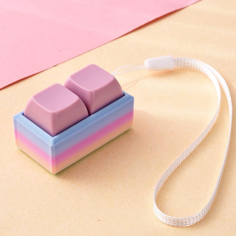 Lightweight Push Button Stress Relieving Toy with Lanyard Sensory Fidget Toy for ADHD Adults Kids Anxiety Relief