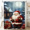 Tuniu Festive Santa Claus Christmas Bathroom Shower Curtain Waterproof Holiday Decor Fun Gift