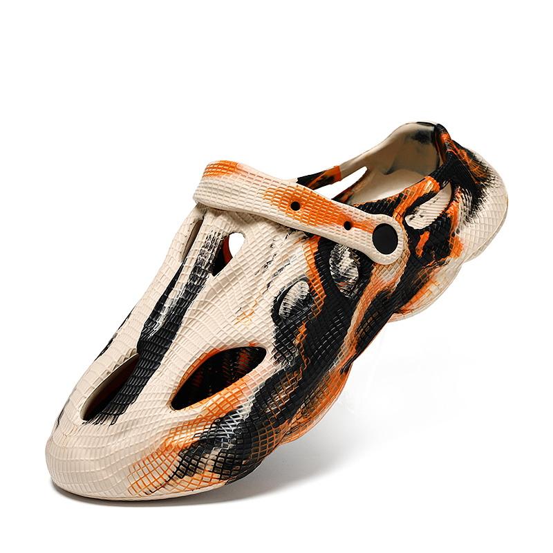 

Крутые полые мужские тапочки, новые летние уличные сандалии, классические черно-белые одинаковые шлепанцы на толстой подошве для мужчин и женщин 45