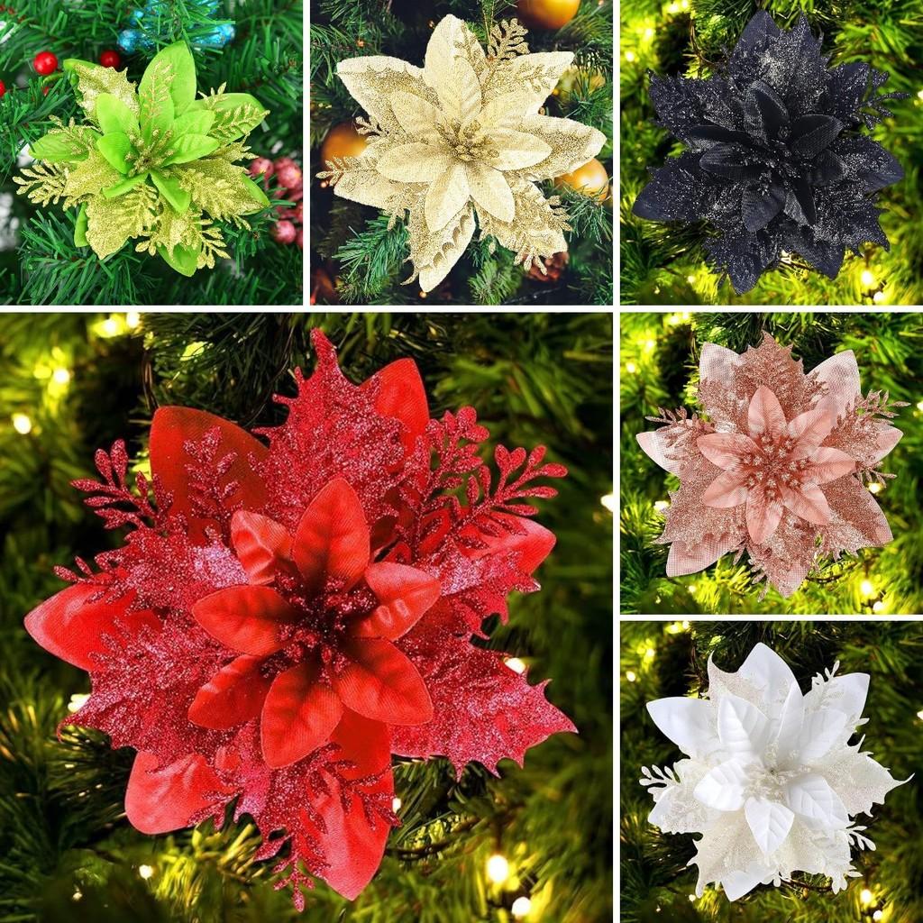 Atemberaubender 14,5 cm Weihnachtsschmuck Glitzernder floraler Kranz für Türen und Fenster