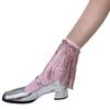 Womens Harajuku Sequins Tassels Decorative Trim Calf Sock 90s Solid Rib Middle Tube Sock Nightclub Party Stockings
