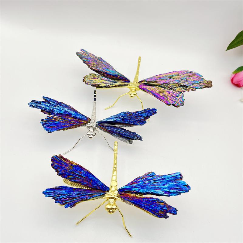 Crystal Dragonfly Natural Crystal Handmade Handicraft Ornaments Simulated Insects Golden Dragonfly Decorative Figurines