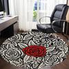 1pc Floral Rose Office Round Area Rug, Indoor Mat Suitable For Office, Under Office Chairs Bedroom Living Room Home Decor, Room Deco