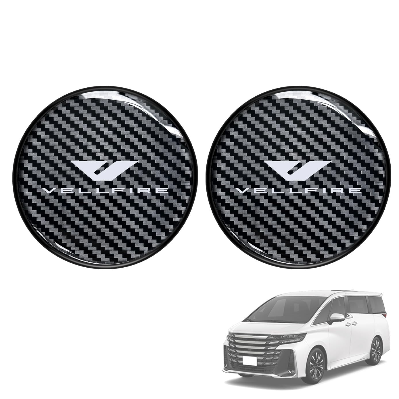 HUDIY Vellfire 40 Серия Автомобильные Подстаканники, Набор из 2 штук, Стиль карбон, Предотвращение отслаивания логотипа, VELLFIRE