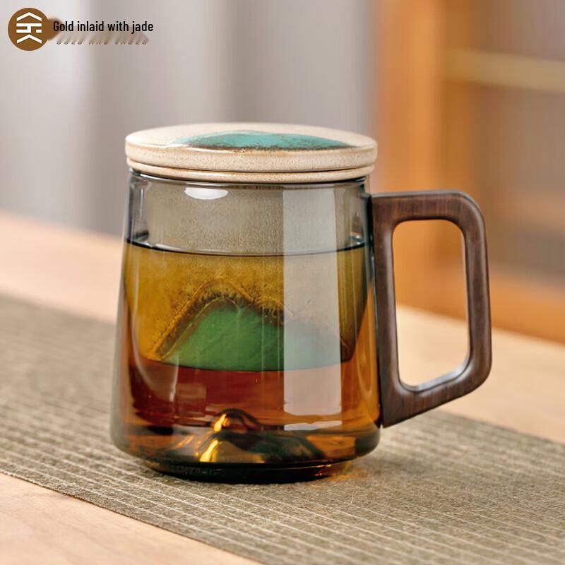 

Gold-Accent Glass Tea Infuser Mug