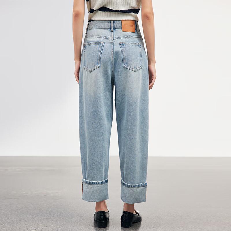 JOY SPEAKER Women's Loose Straight Rolled Hem Jeans