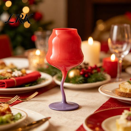 Bright Macaron Color Cup Glass Goblet, Wave Cup, Creative Decorative Cocktail Glassware, Photo-friendly Novelty Bar Goblet Tool for Wine Cocktails