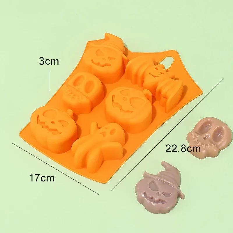 Halloween Silicone Cake Mold Scary Pumpkin Round Baking Pan Ghost Hat Skull Chocolate Baking Tray Mold DIY Cookies Baking Mold