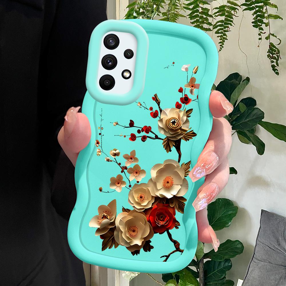 

Окрашенный узор Big Wave Edge Мягкий силиконовый материал Macaron чехол для телефона противоударный защитный резиновый чехол для Samsung Xiaomi Poco Redmi Redmi Note 13 Pro 4G синий