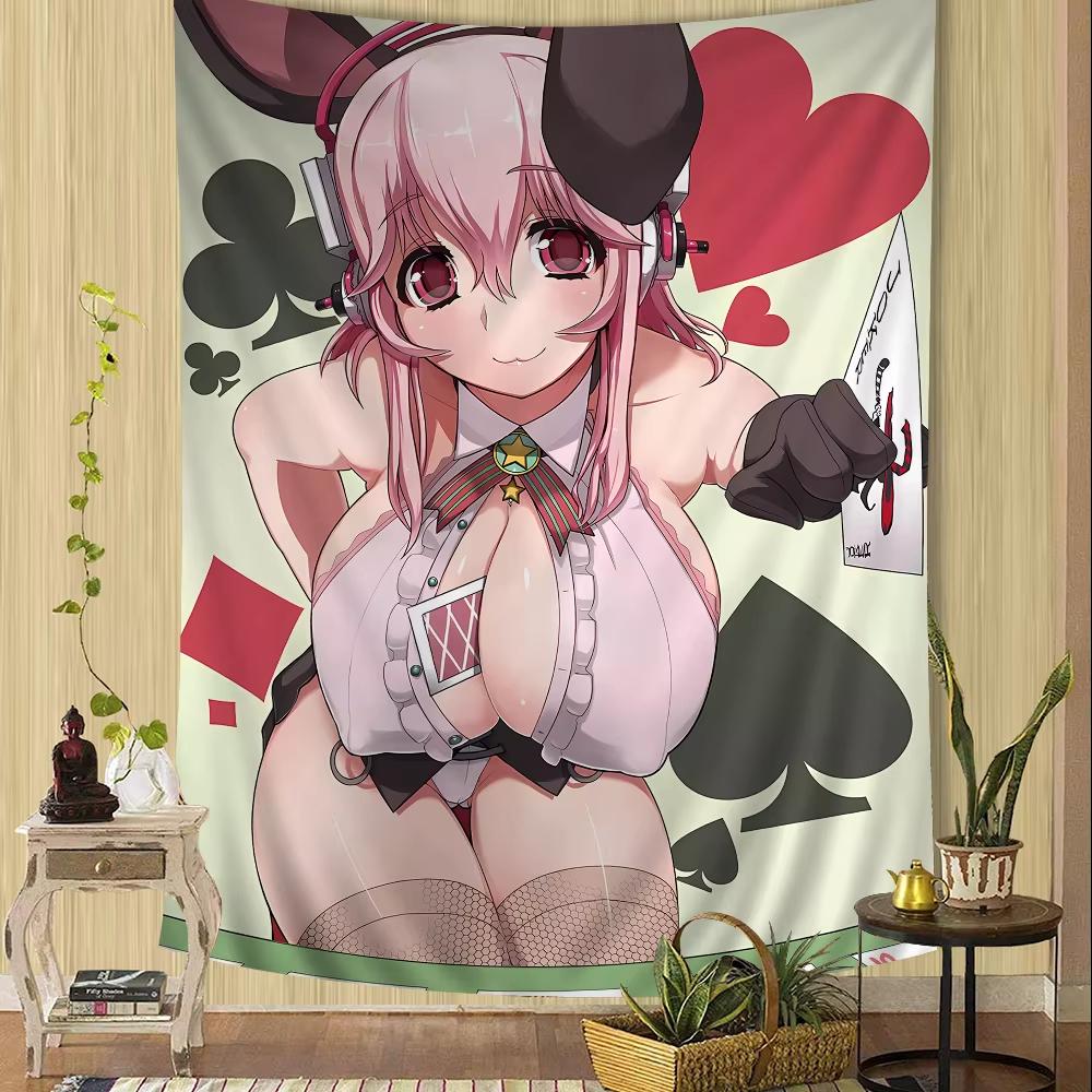 Japanese Anime Super Sonico Manga Cartoon Tapestry Art Science Fiction Room Home Decor Wall Hanging Sheets 90x150CM Flag 40CMx60CM