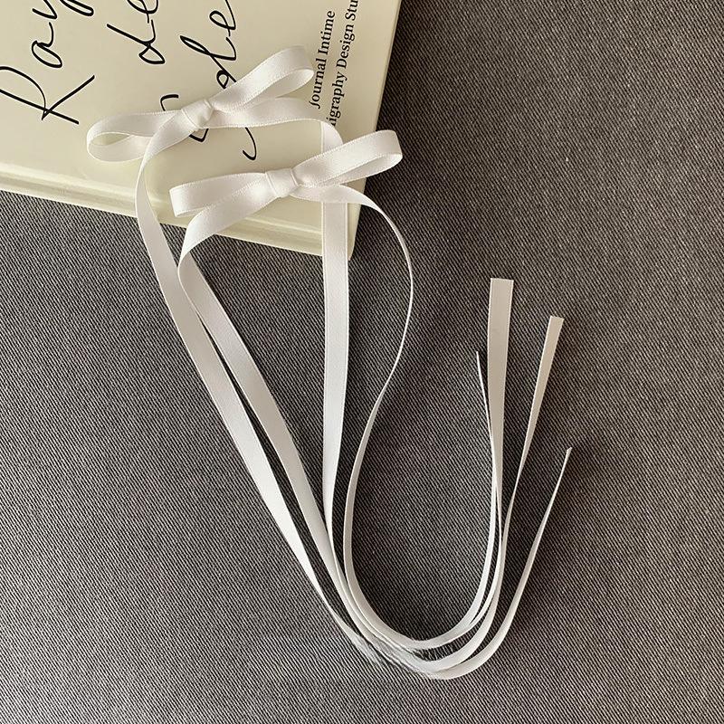 Solid Color Ribbon Hair Clip Female Long Streamer Sweet Temperament Duckbill Clip Simple Hair Accessories