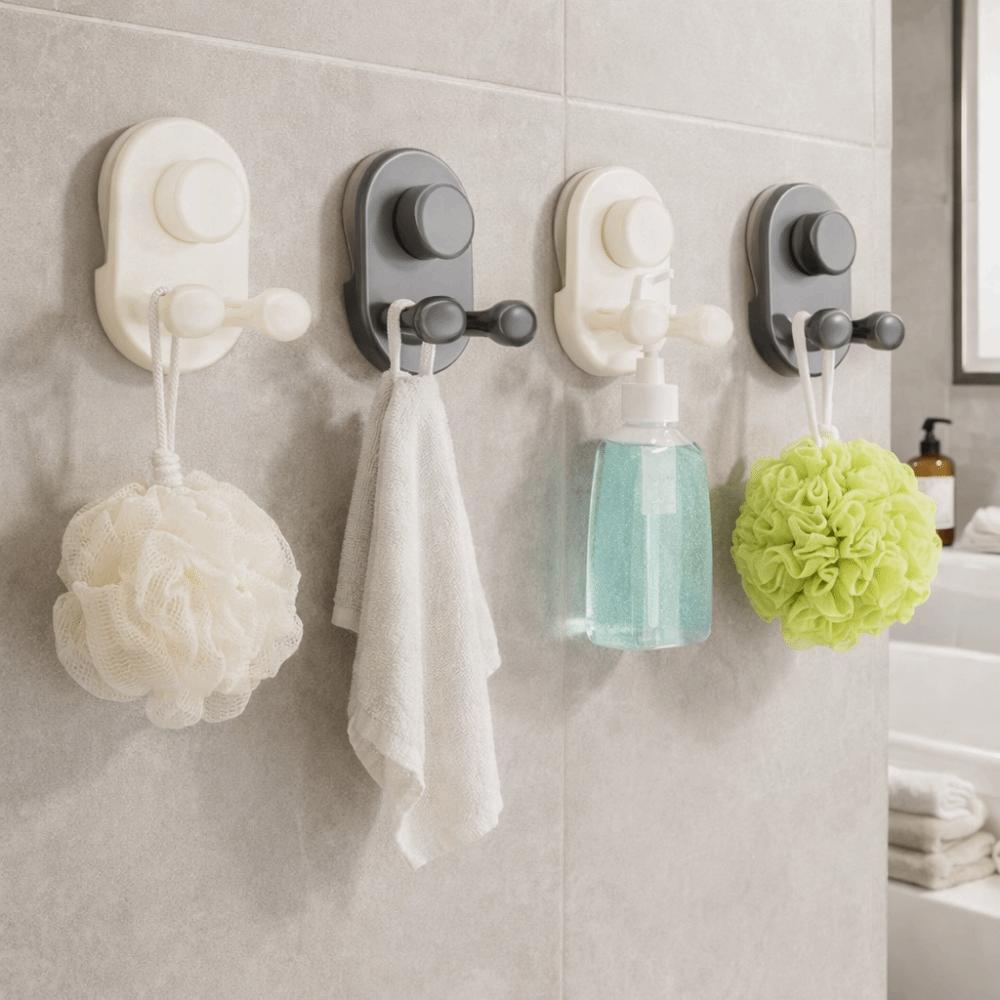 3 PCS Plastic Suction Cup Hooks Moisture-proof Removable Kitchen Storage Hooks Space Saving Non-Marking Wall Hook Living Room
