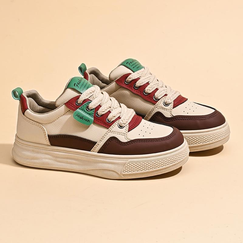 Autumn 2025 Women's Korean-Style White Sneakers, Height-Boosting Thick-Soled Casual Shoes, H6519