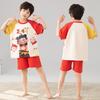 Boys Cotton Pajama Set Short Sleeve Cartoon Print Lightweight Sleepwear Kids 8 Years Home Wear