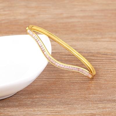 

Nidin Light Luxury Open Bangle for Women Frosted Women Bracelet Double Line Ring Love Interwoven Water Ripple Bracelet Jewelry 56-58mm