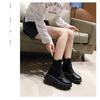 Matte Black Martin Boots for , Foreign Style, European, American Style, British Style for , Thick-soled Muffins and Thin Short Boots