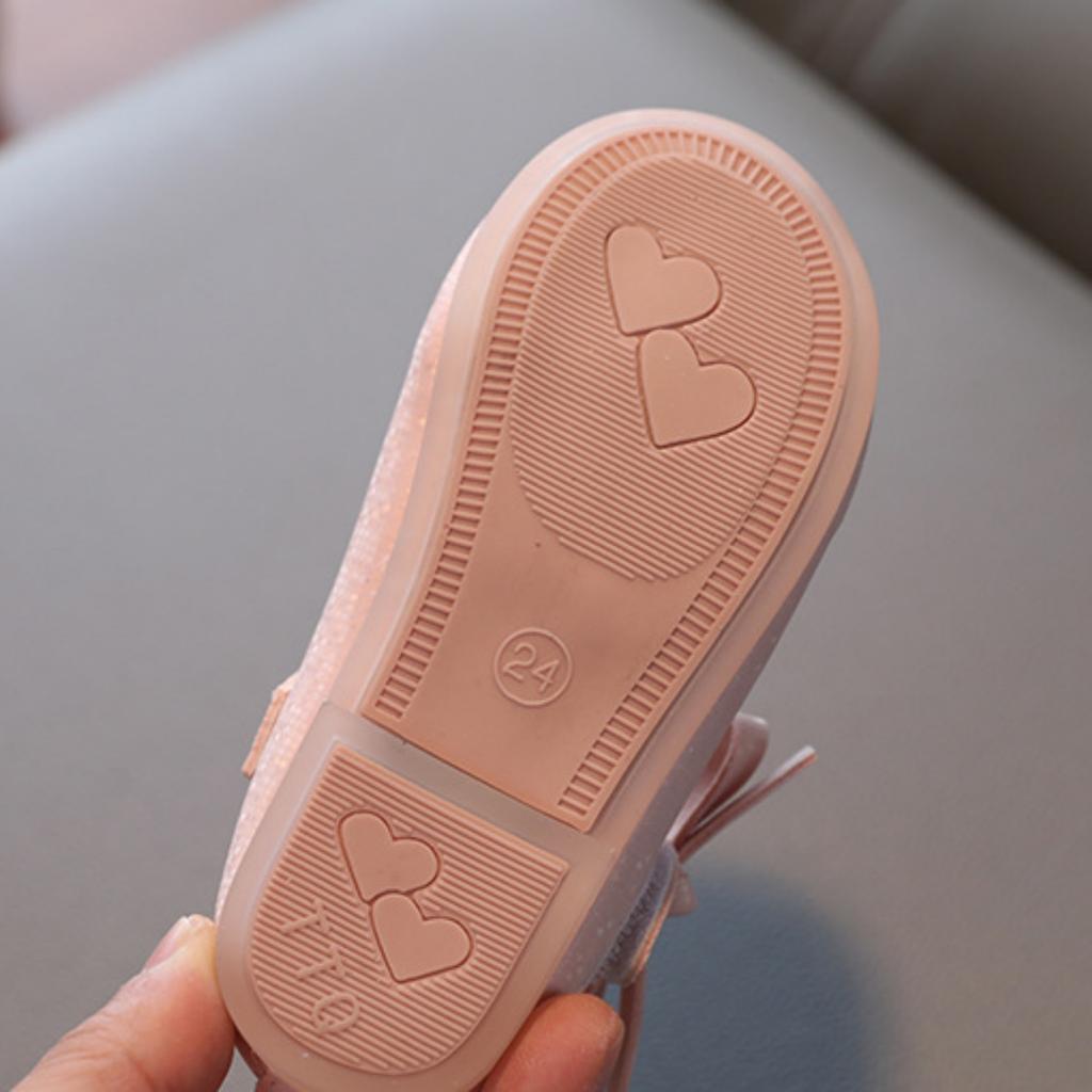 Children Round Toe Ballet Flat Shoes with Adjustable Strap and Decorative Bow Slip On Lightweight Comfortable Soft Sole Casual Footwear
