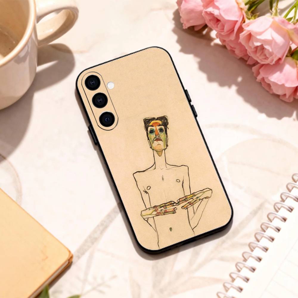 painter E-Egon S-Schiele phone Case For Samsung Galaxy A73,A72,A71,A70,A53,A52,A51,Others Soft Black Shell