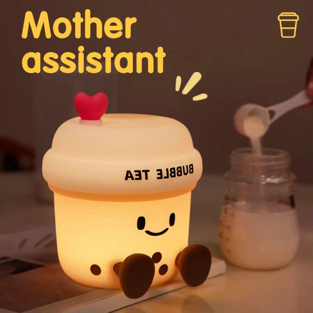 Silicone Material Bubble Tea Led Lamp Not Dazzling Cartoon Table Lamp  Bedside Light