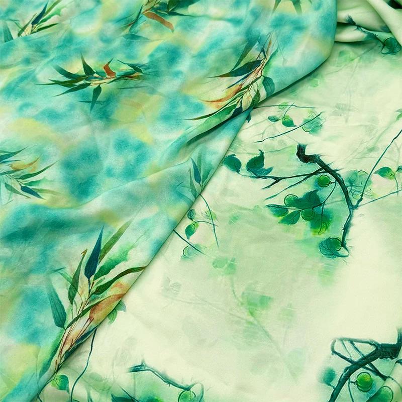 New Chinese Style Imitation Acetic Cloth Satin Cloth Qipao Skirt Material Clothing Fabric Diy Handmade Cloth Head Color Printing