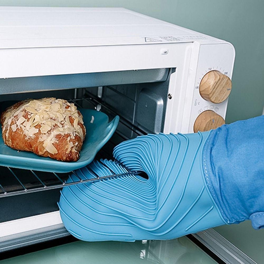 Extra Long Silicone Oven Mitt Heat Resistant Baking Gloves Practical Oven Gloves  Kitchen
