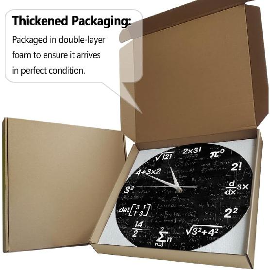 The Geeky Days Math Equations and Notations Mathematics Chalkboard Geek Battery Operated Wall Clock Silent Non-Ticking Quartz Clock Educational Gifts