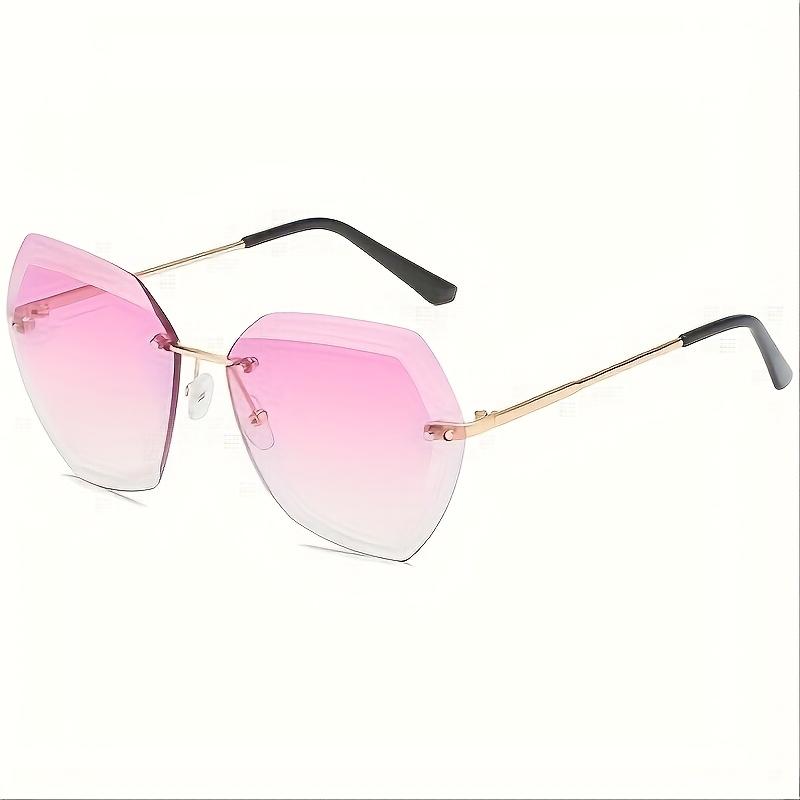 1Pcs European And American Fashion Trend Diamond Trimmed Women'S Sun Metal Glasses Frameless Uv Resistant Sunglasses