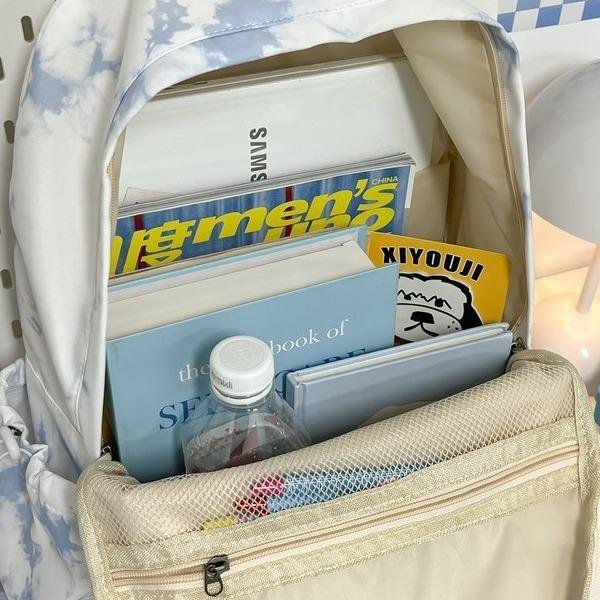 Schoolbag female Korean version college student Mori tie-dye simple backpack large capacity Japanese junior high school high school backpack