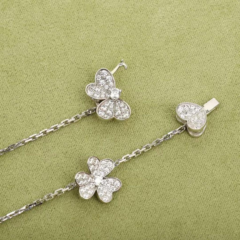 New Hot Brand Vintage Necklace Luxury Jewelry For Women Romantic Clover Fortunately Wedding Charms Pure 925 Sliver Necklaces