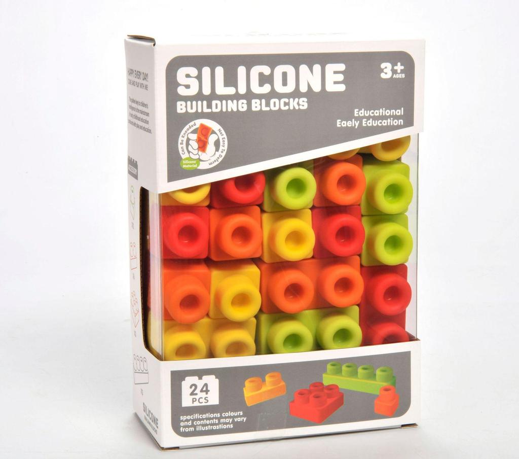 Silicone Teething Building Blocks for Babies - Chewable, Large Pieces, Early Education Toy for 6+ Months