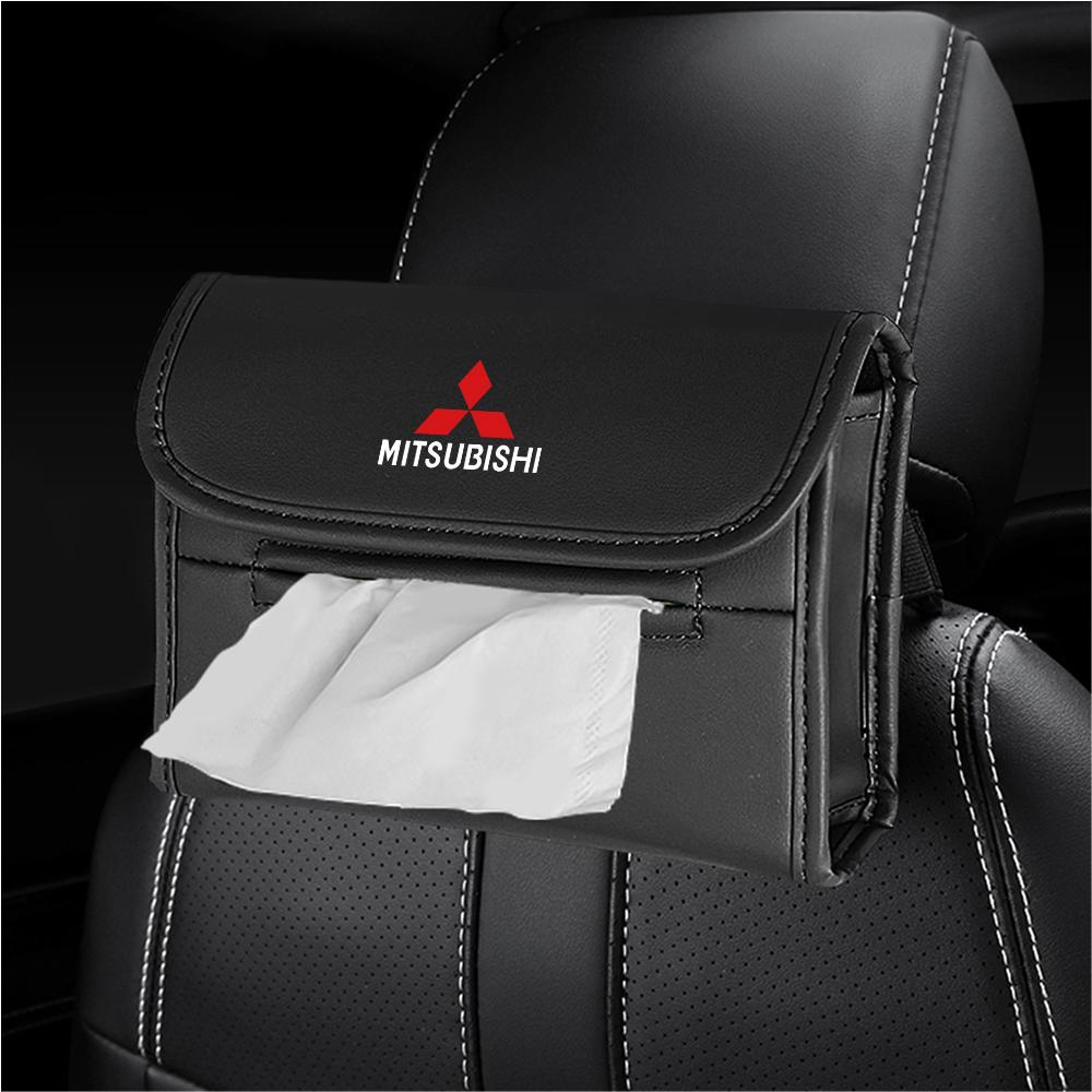 nlvc3 Car Tissue Box Car Seat Back Tissue Hanging Storage Bag For Mitsubishi ASX EVO Lancer EX Montero Mirage Outlander Grandis Pajero